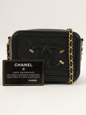 2017 Caviar Skin CC Mark Chain Shoulder Bag Black
