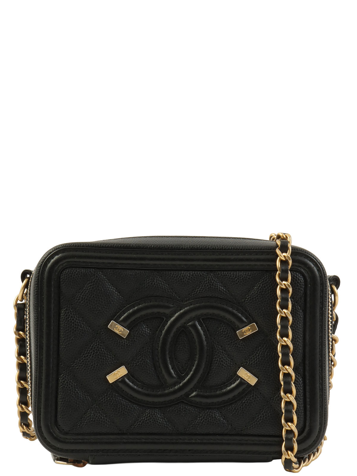 2017 Caviar Skin CC Mark Chain Shoulder Bag Black