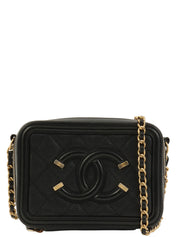 2017 Caviar Skin CC Mark Chain Shoulder Bag Black