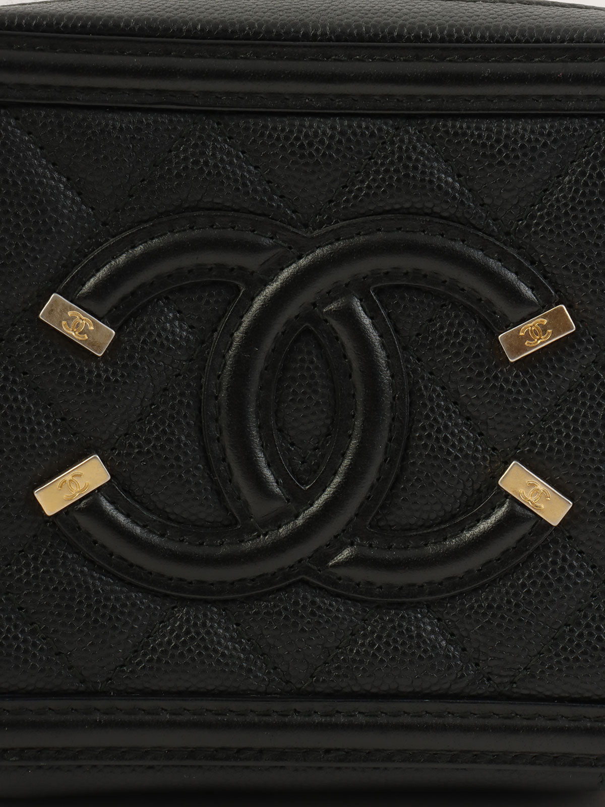 2017 Caviar Skin CC Mark Chain Shoulder Bag Black