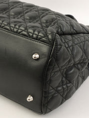 Cannage Stitch Chain Tote Bag in Black