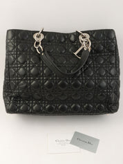 Cannage Stitch Chain Tote Bag in Black