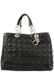 Cannage Stitch Chain Tote Bag in Black