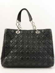 Cannage Stitch Chain Tote Bag in Black