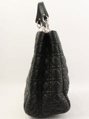 Cannage Stitch Chain Tote Bag in Black