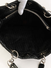Cannage Stitch Chain Tote Bag in Black