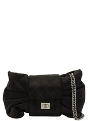 2008 Satin 2.55 Ribbon Chain Shoulder Bag Black