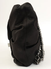 2008 Satin 2.55 Ribbon Chain Shoulder Bag Black