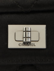 2008 Satin 2.55 Ribbon Chain Shoulder Bag Black