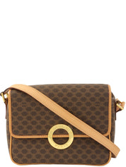 マカダムパターンロゴプレートショルダーバッグ ブラウン