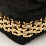 CHANEL pony hair crystal CC turn-lock shoulder bag, black/gold, made around 2008