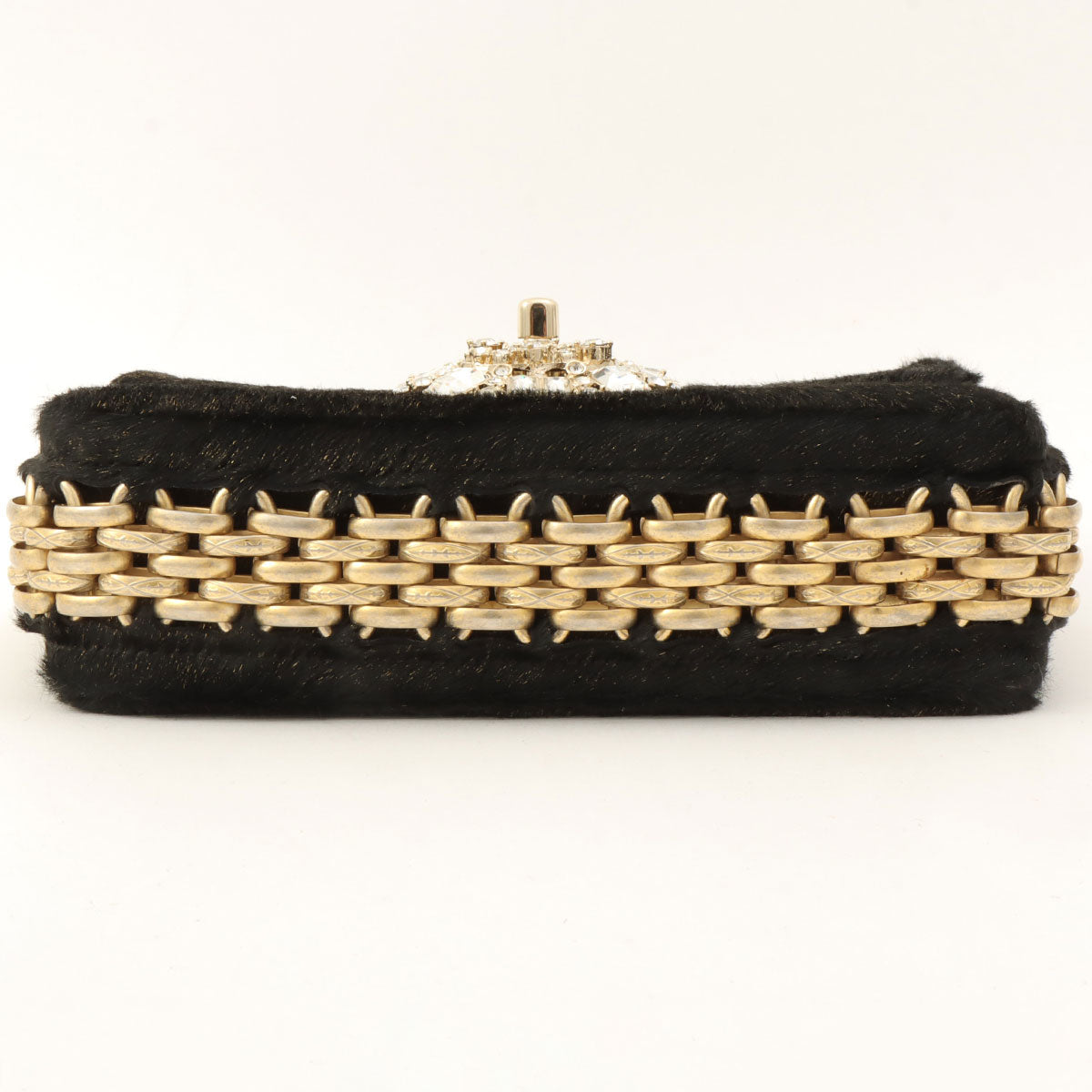 CHANEL pony hair crystal CC turn-lock shoulder bag, black/gold, made around 2008