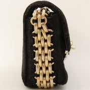 CHANEL pony hair crystal CC turn-lock shoulder bag, black/gold, made around 2008