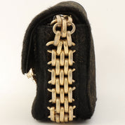 CHANEL pony hair crystal CC turn-lock shoulder bag, black/gold, made around 2008