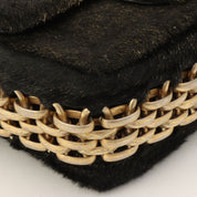 CHANEL pony hair crystal CC turn-lock shoulder bag, black/gold, made around 2008
