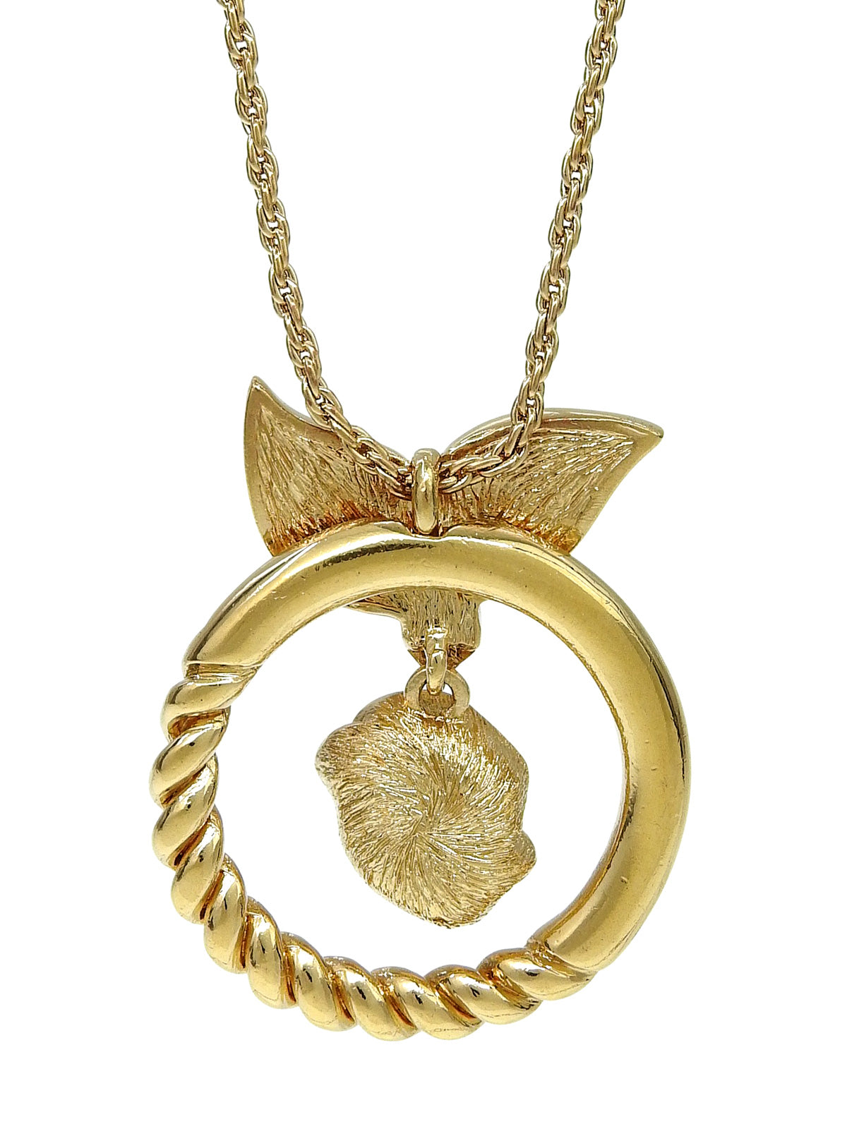 Rhinestone Flower Motif Necklace Gold