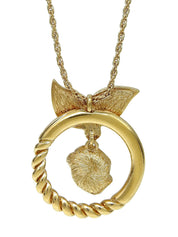 Rhinestone Flower Motif Necklace Gold