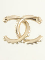 CCマークフェイクパールブローチ シャンパンゴールド/ホワイト