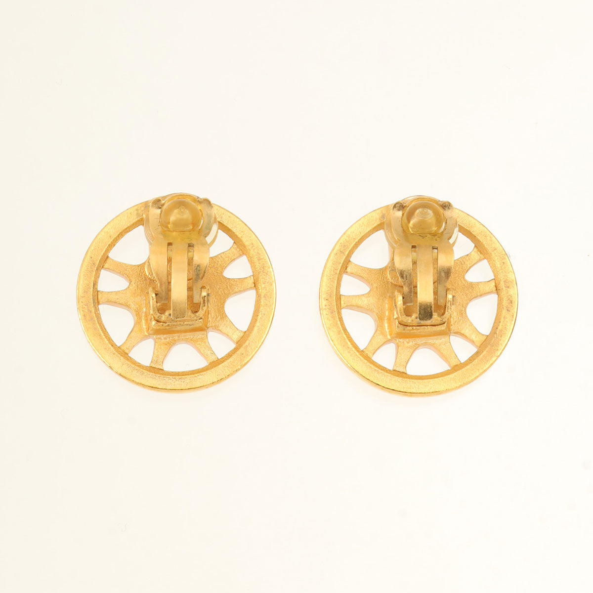 1997 Round CC Mark Earrings, Gold