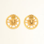 1997 Round CC Mark Earrings, Gold