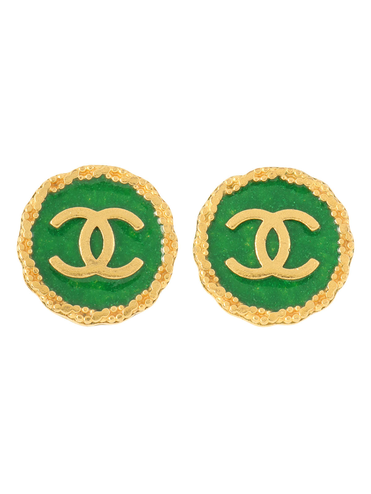 1993 CC Mark Earrings Gold/Green