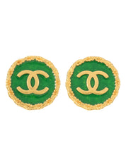 1993 CC Mark Earrings Gold/Green
