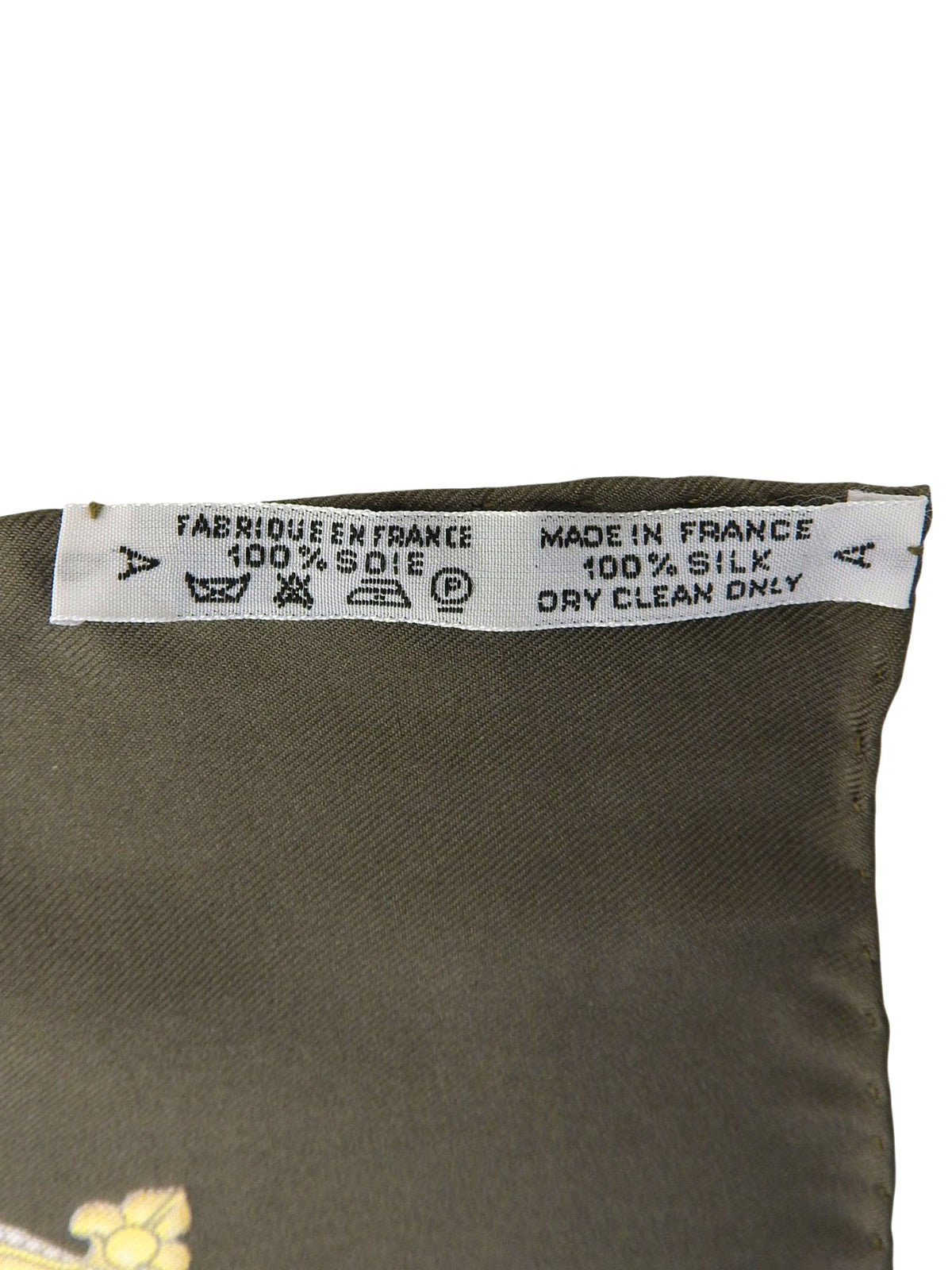 Carre 90 Les Tambours Pattern Scarf Khaki/Navy