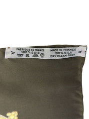 Carre 90 Les Tambours Pattern Scarf Khaki/Navy