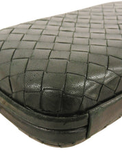 Dark Green Intrecciato Clutch Bag