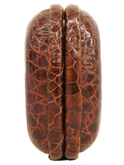 Crocodile clasp clutch bag, brown