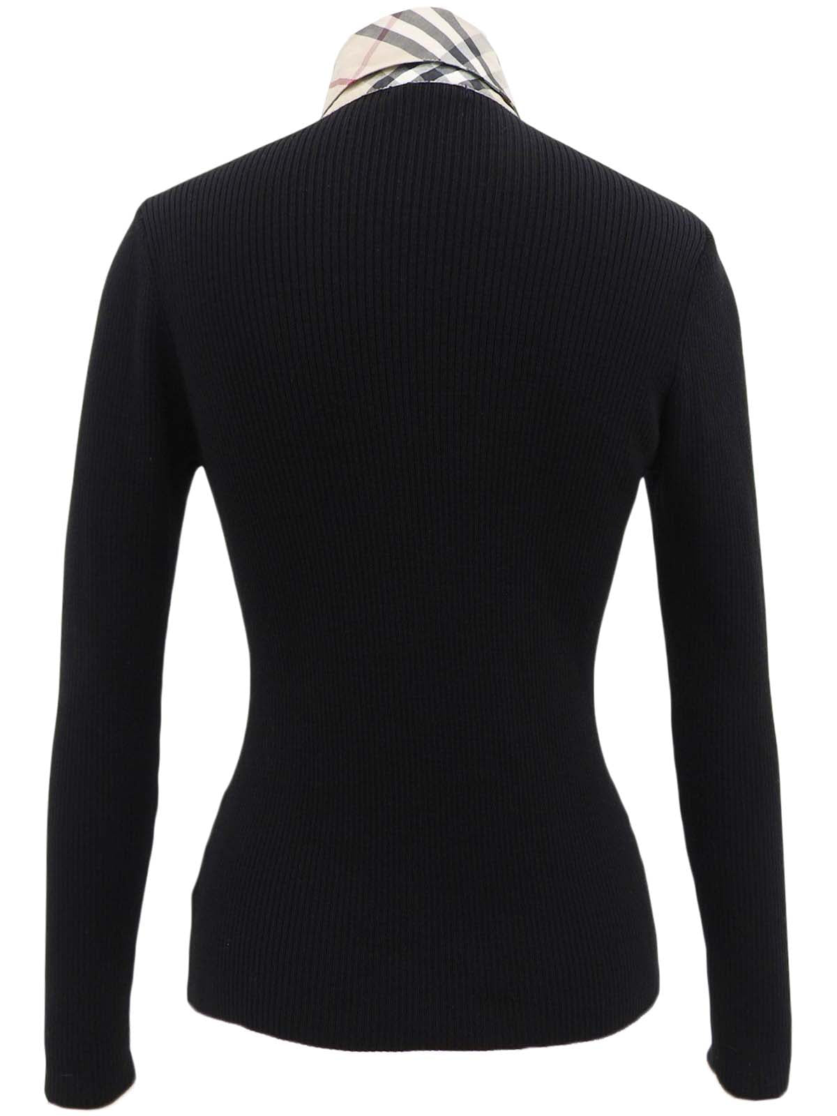 Nova Check Pattern Logo Button Knit Shirt in Black/Beige