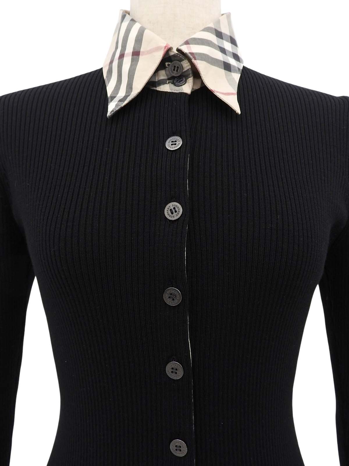 Nova Check Pattern Logo Button Knit Shirt in Black/Beige