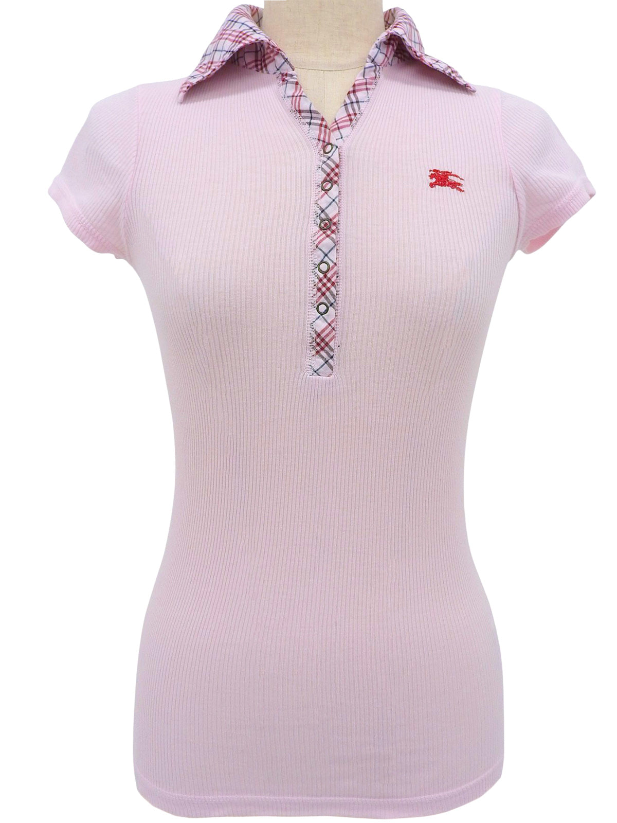 粉色/多色格纹图案刺绣Logo Polo衫