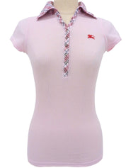 粉色/多色格纹图案刺绣Logo Polo衫