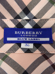 鲑鱼粉/多色格纹图案刺绣Logo无袖系带衬衫