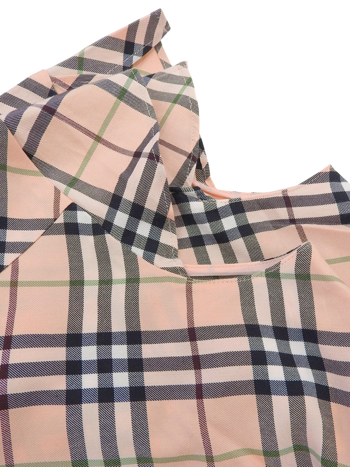 鲑鱼粉/多色格纹图案刺绣Logo无袖系带衬衫