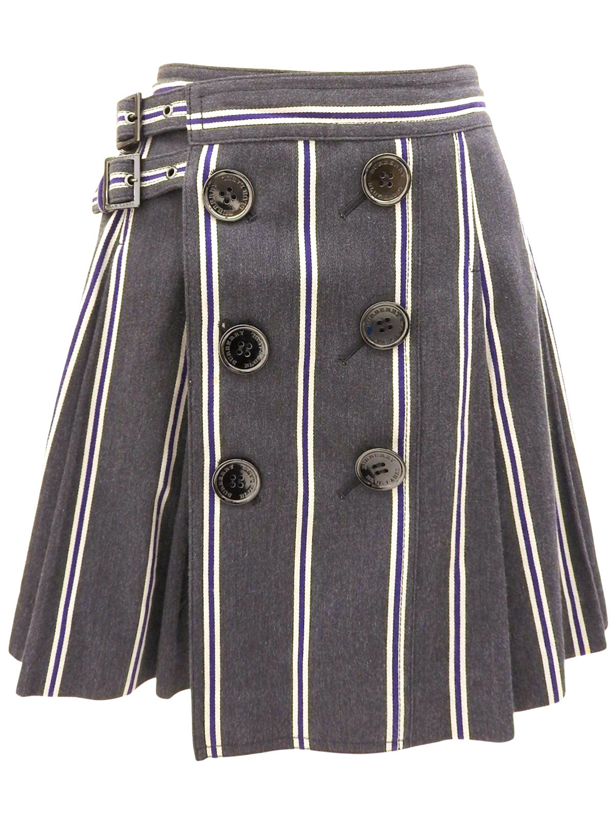 Striped Front Button Skirt #38 Gray/Purple