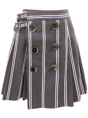 Striped Front Button Skirt #38 Gray/Purple