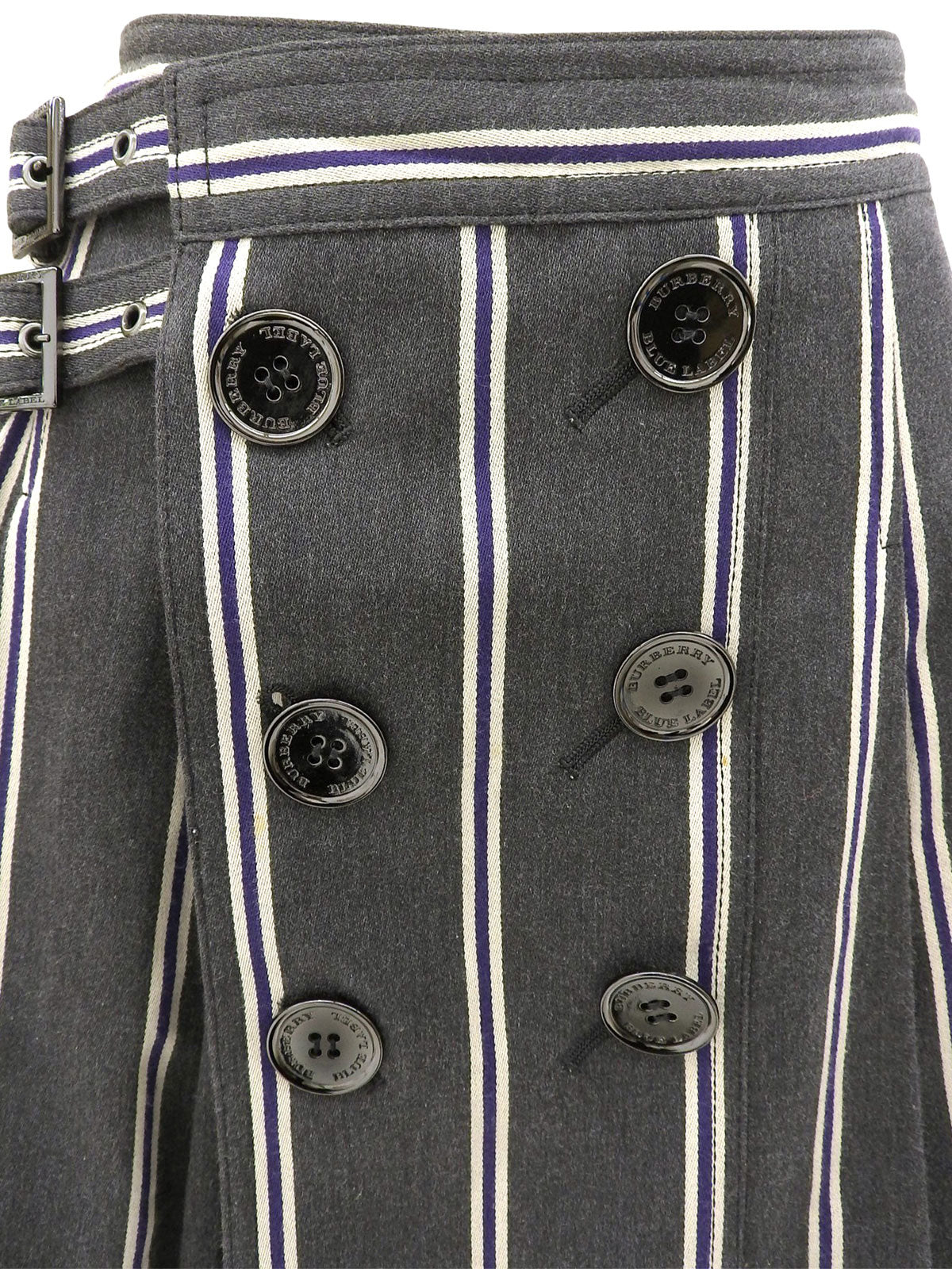 Striped Front Button Skirt #38 Gray/Purple