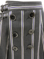 Striped Front Button Skirt #38 Gray/Purple