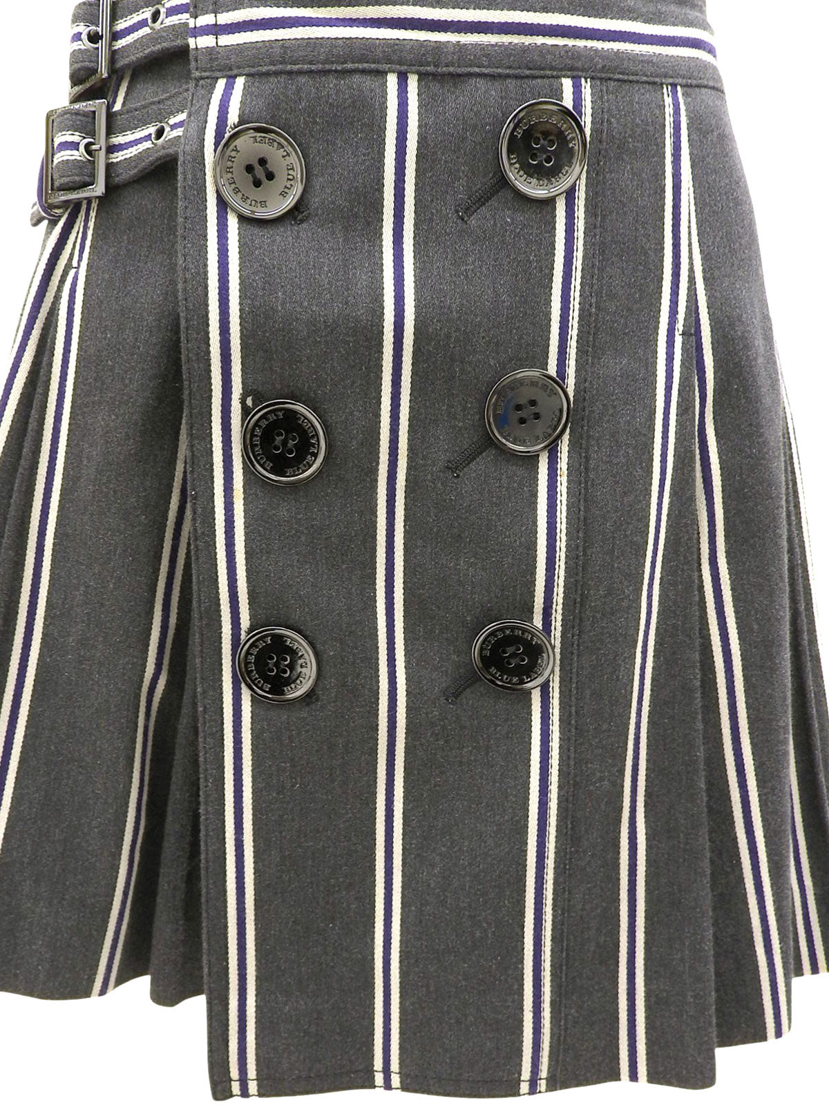 Striped Front Button Skirt #38 Gray/Purple
