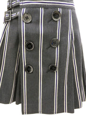 Striped Front Button Skirt #38 Gray/Purple