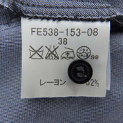 Striped Pattern Logo Embroidered Long Sleeve Shirt #38 Gray