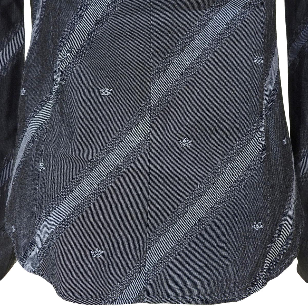 Striped Pattern Logo Embroidered Long Sleeve Shirt #38 Gray