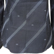 Striped Pattern Logo Embroidered Long Sleeve Shirt #38 Gray