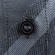 Striped Pattern Logo Embroidered Long Sleeve Shirt #38 Gray