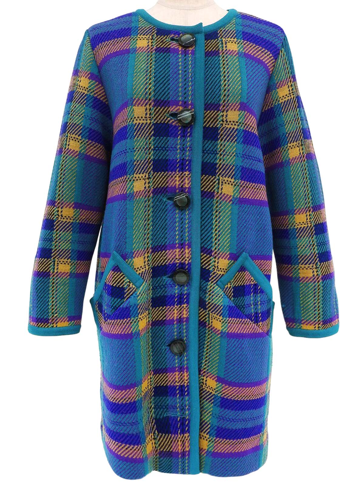 Check Pattern Long Cardigan, Multi