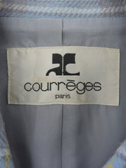 Scallop design check collar jacket in light blue