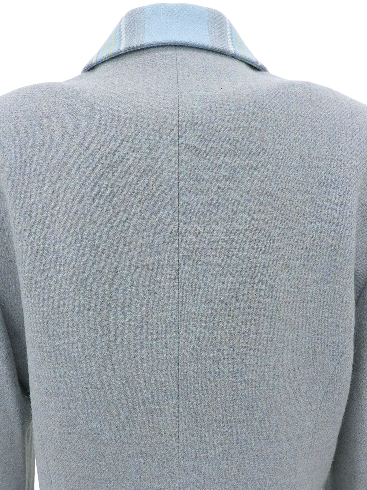 Scallop design check collar jacket in light blue