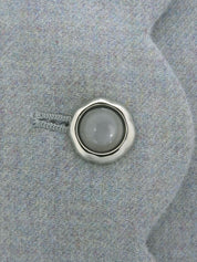 Scallop design check collar jacket in light blue